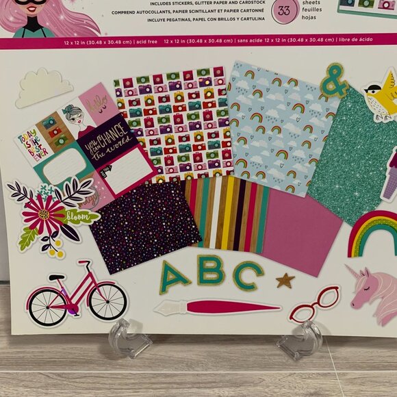 American Crafts "Shimelle Glitter Girl" 12x12 Paperpad 33 Sheets - Picture 1 of 6